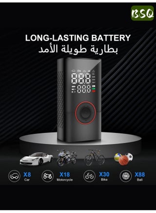 منفاخ إطارات السيارة الرقمي | مضخة هواء صغيرة لاسلكية محمولة | مع بطارية 4000 مللي أمبير في الساعة | مع توقف تلقائي ومؤشر LED | 150 رطل لكل بوصة مربعة، نفخ أسرع 3 مرات | مناسب للسيارات والدراجات والدراجات النارية والكرات والمراتب الهوائية وما إلى ذلك. - view 3