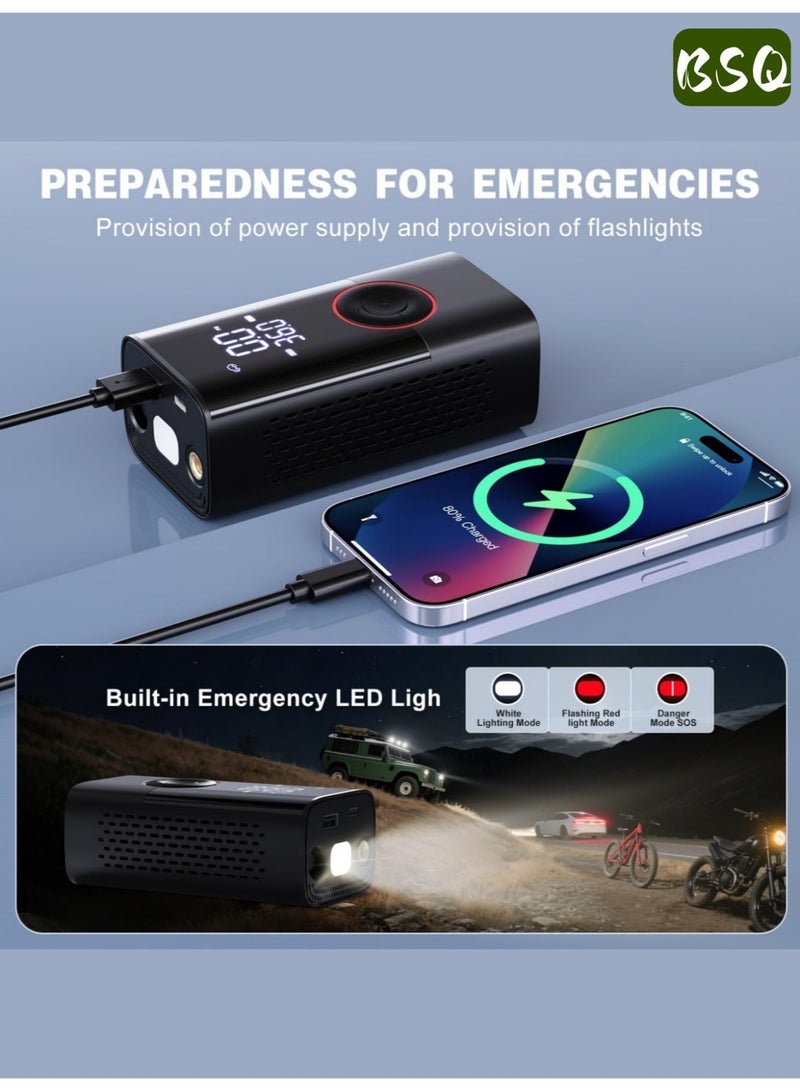 بي إس كيو منفاخ إطارات السيارة الرقمي | مضخة هواء صغيرة لاسلكية محمولة | مع بطارية 4000 مللي أمبير في الساعة | مع توقف تلقائي ومؤشر LED | 150 رطل لكل بوصة مربعة، نفخ أسرع 3 مرات | مناسب للسيارات والدراجات والدراجات النارية والكرات والمراتب الهوائية وما إلى ذلك. - Image 4