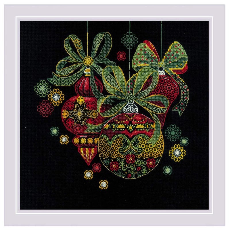 RIOLIS Holiday Ornaments 2226 Christmas Blackwork Stitch Kits 9 x 9 Blackwork Kits for Beginners Advanced Blackwork Stitch Kits for Adults Blackwork Kits Embroidery Kit Christmas - Image 2