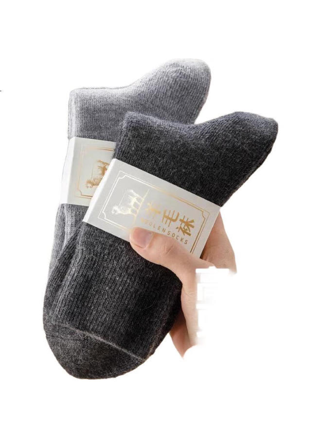 Modal 2 Pairs 94% Wool Socks For Men, Men'S Terry Socks, Spring And Summer Fleece-Lined Thick Snow Socks, Northeast Cold-Proof Long Socks - Image 3