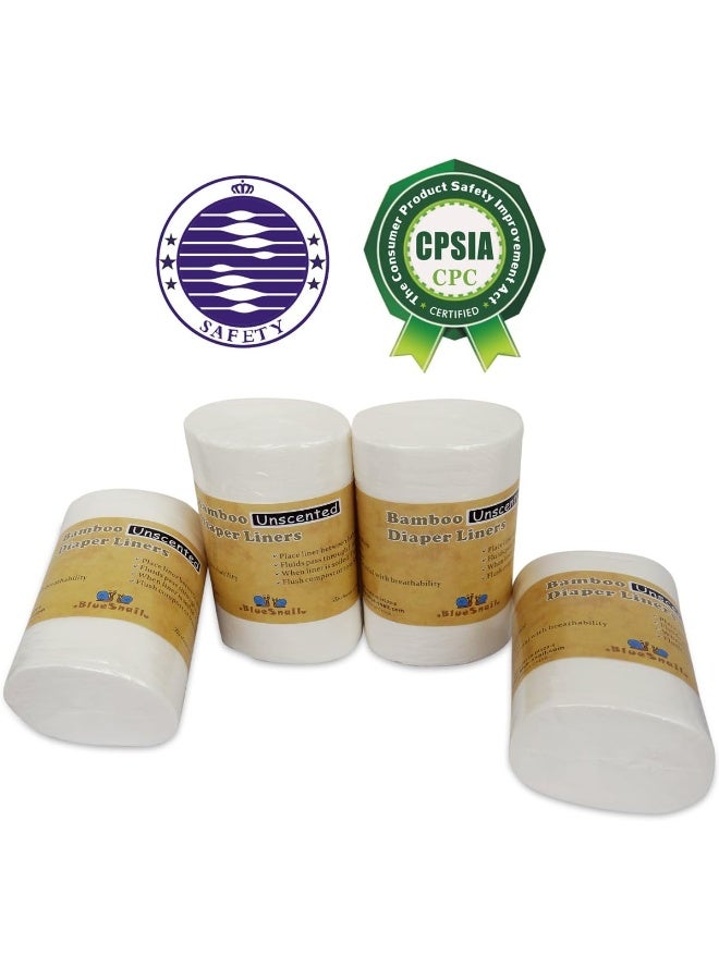 BlueSnail Bamboo Unscent Diaper Liners - Fragrance Free and Chlorine Free (4PK) 400 Count - Image 3