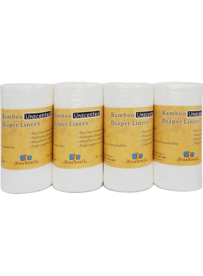 BlueSnail Bamboo Unscent Diaper Liners - Fragrance Free and Chlorine Free (4PK) 400 Count - Image 1
