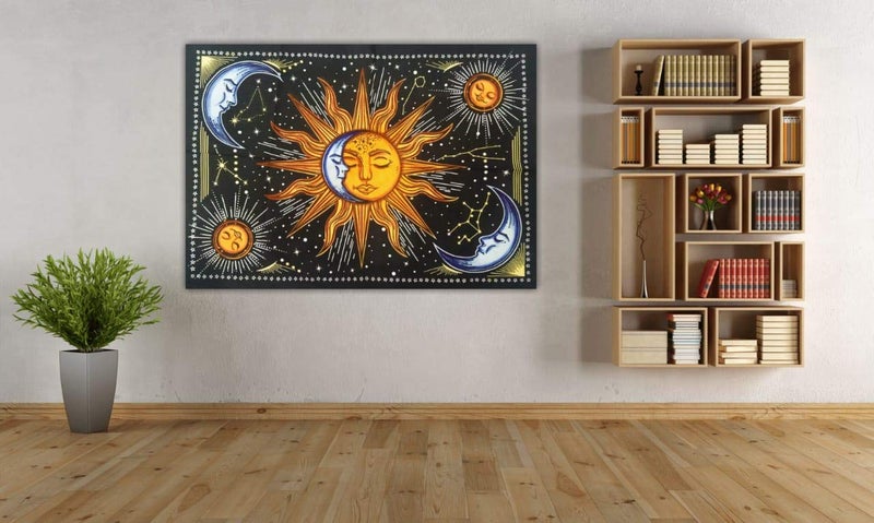 Doraya Psychedelic Two Face Sun Tie Dye Mandala Tapestry Hippie Hippy Celestial Wall Hanging Indian Bohemian Tapestries Multicolour 54x60 Inches Multicolour 2 Poster 30x40 Inches - Image 3