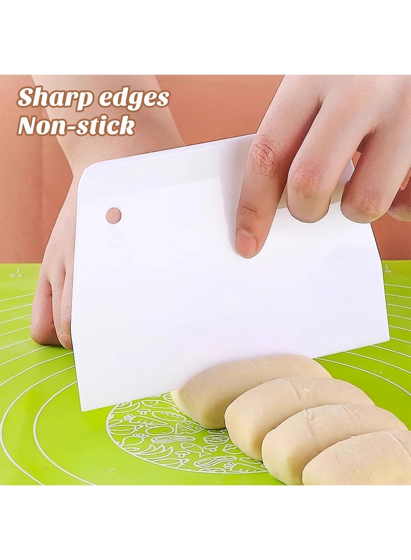 يونيسبرو مكشطة بلاستيكية لتزيين الكيك، قطعتان من ملاعق خلط الكريمة الناعمة، مكشطة عجينة الخبز، ملعقة غير لاصقة لأداة تزيين المخبوزات، مكشطة عجينة بلاستيكية بيضاء 15.5*10.7 سم، 13.7*9.7 سم - Image 4