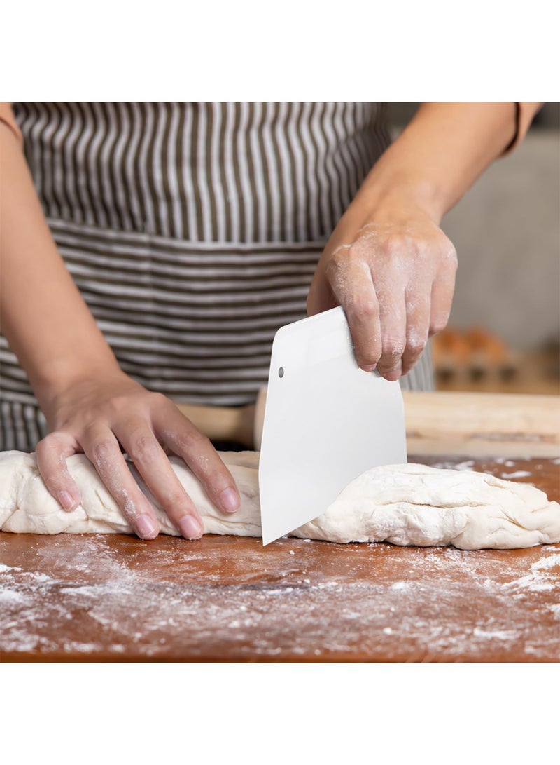 يونيسبرو مكشطة بلاستيكية لتزيين الكيك، قطعتان من ملاعق خلط الكريمة الناعمة، مكشطة عجينة الخبز، ملعقة غير لاصقة لأداة تزيين المخبوزات، مكشطة عجينة بلاستيكية بيضاء 15.5*10.7 سم، 13.7*9.7 سم - Image 1