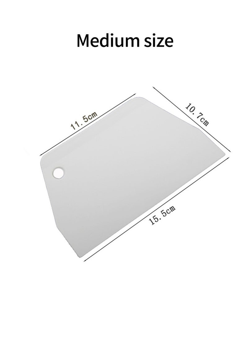 يونيسبرو مكشطة بلاستيكية لتزيين الكيك، قطعتان من ملاعق خلط الكريمة الناعمة، مكشطة عجينة الخبز، ملعقة غير لاصقة لأداة تزيين المخبوزات، مكشطة عجينة بلاستيكية بيضاء 15.5*10.7 سم، 13.7*9.7 سم - Image 2