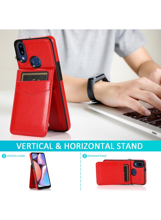 S-TOP Case For Samsung Galaxy A10s Solid Color PC + TPU Protective Case with Holder & Card Slots - Image 4