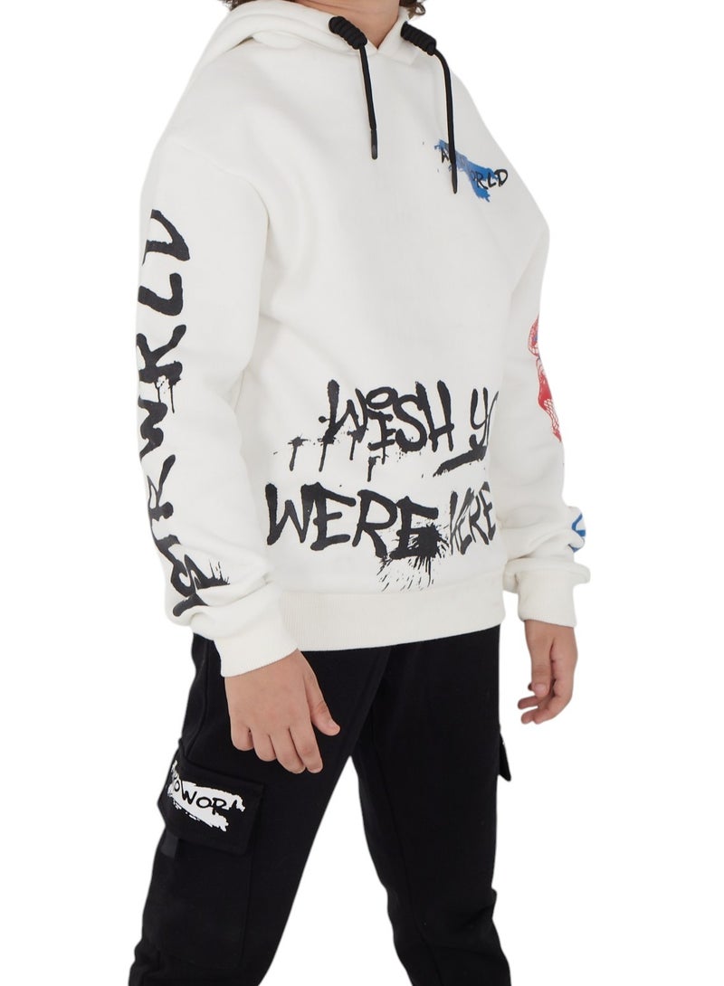 تشويس سويت شيرت هودي شتوي ميلتون ولادي "WORLD" – أفضل اختيار لطفلك في الشتاء – كود 201 - Image 3