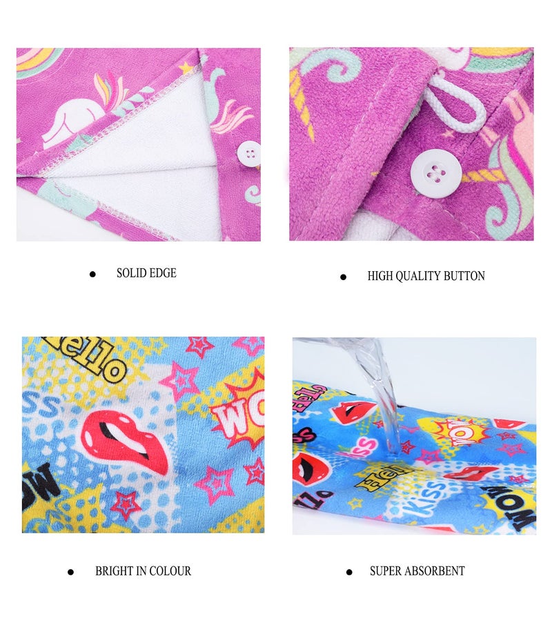 ELLEWIN Microfiber Hair Drying Towels for Kids, 3 Pack Wet Hair Towel Wrap Turban for Girls Children Women, Quick Dry Twisty Hair Towels Wrap for Curly Long Thick Hair Anti Frizz - Image 4