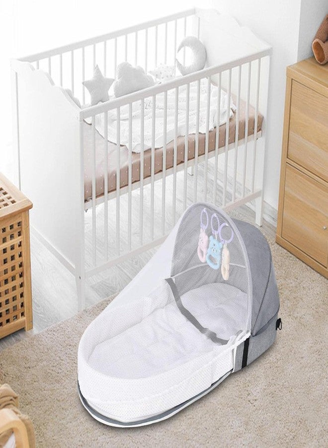Matiko 3 in 1 Portable Baby Bed Nest with Mosquito Net, Foldable Travel Bassinet Backpack Diaper Bag, Breathable Infant Crib for Newborns 0–12 Months, Indoor Outdoor Use, Safe & Comfortable, Gray - Image 4