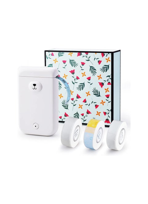 D30S Label Maker, Small Label Printer Handheld Portable Bluetooth with 3 White Roll - White