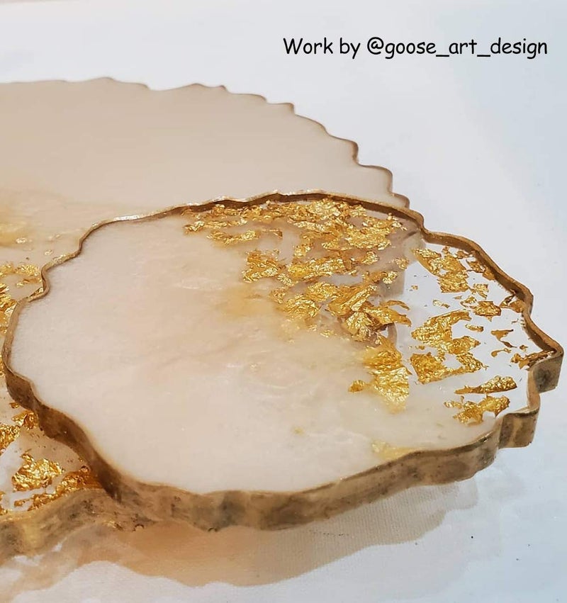 RESINWORLD 5 Pack Silicone Resin Molds, 1 Pcs Large Tray Mold for Resin + 4 Pack Geode Agate Coaster Molds, Round Tray and Coaster Epoxy Molds Set - Image 5