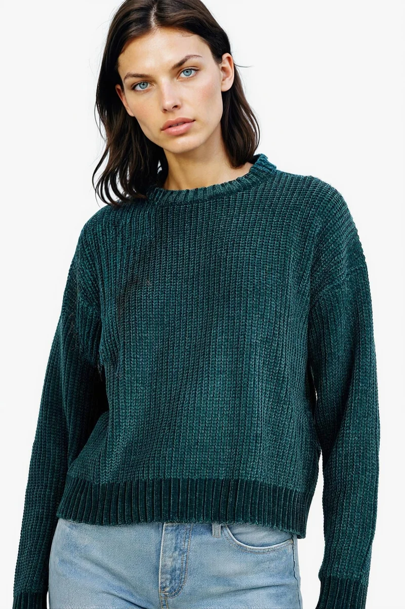 Defacto Regular Fit Crew Neck Chenille Pullover