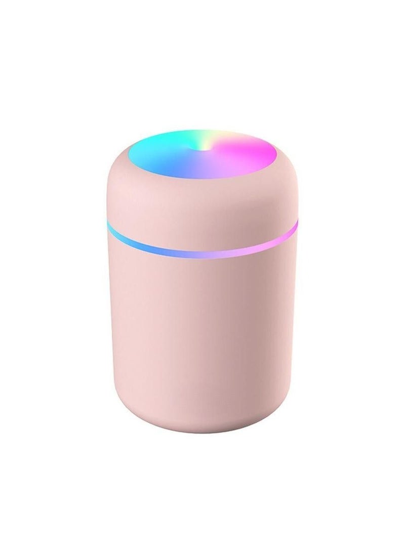 H2O 300ML Color LEDUSB Small Portable Desktop Bedroom Car Large Spray Mini Humidifier 78/78/120mm Pink - Image 1