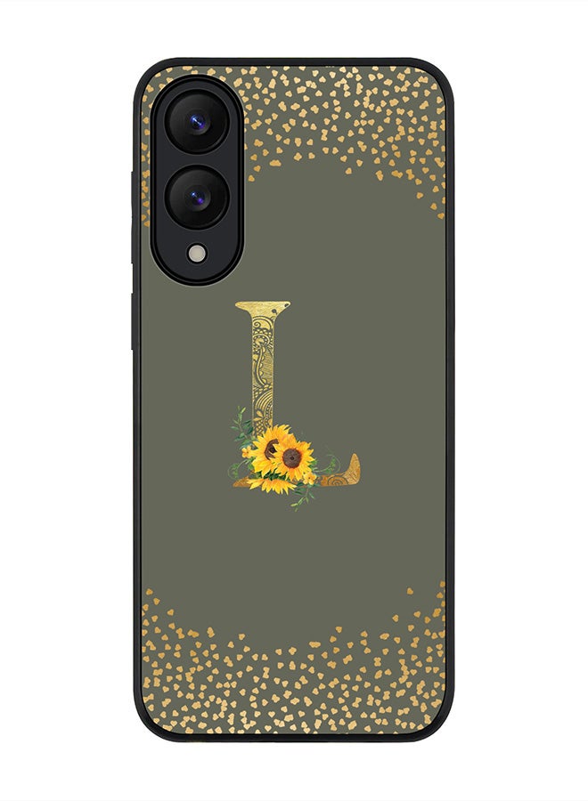Stylizedd For Samsung Galaxy S25 Edge Case,Slim fit Camera Protection, Shockproof Thin Phone cover  - Custom Floral Monogram - L  (Olive Green )
