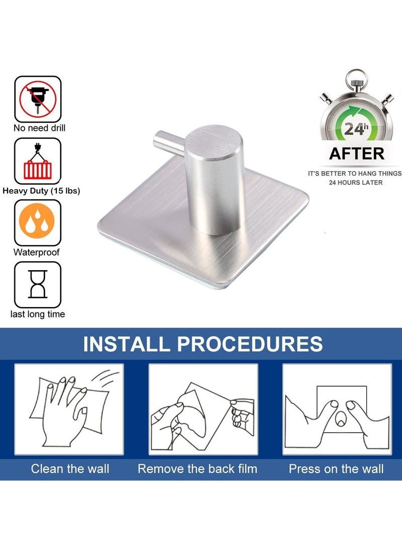 general Adhesive Hooks Heavy Duty Wall Hooks Waterproof Stainless Steel Hooks for Hanging Coat Hat towel Robe Hook Rack Wall Mount Bathroom and Bedroom 4 pieces - Image 2