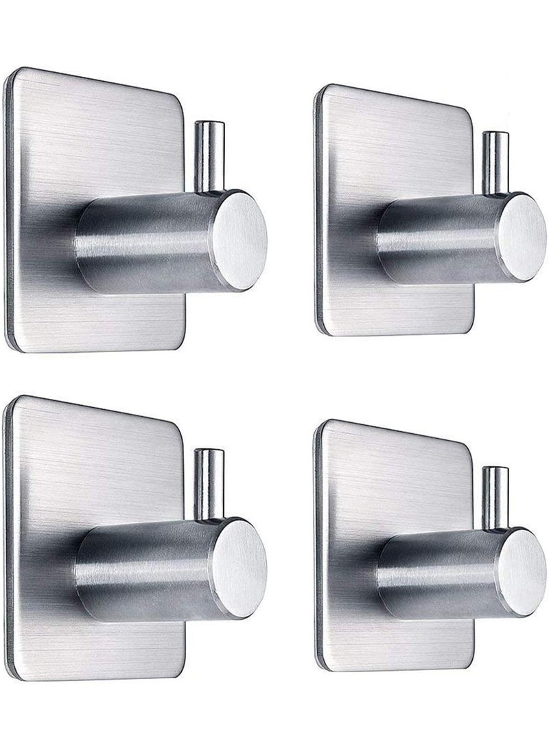 general Adhesive Hooks Heavy Duty Wall Hooks Waterproof Stainless Steel Hooks for Hanging Coat Hat towel Robe Hook Rack Wall Mount Bathroom and Bedroom 4 pieces - Image 1