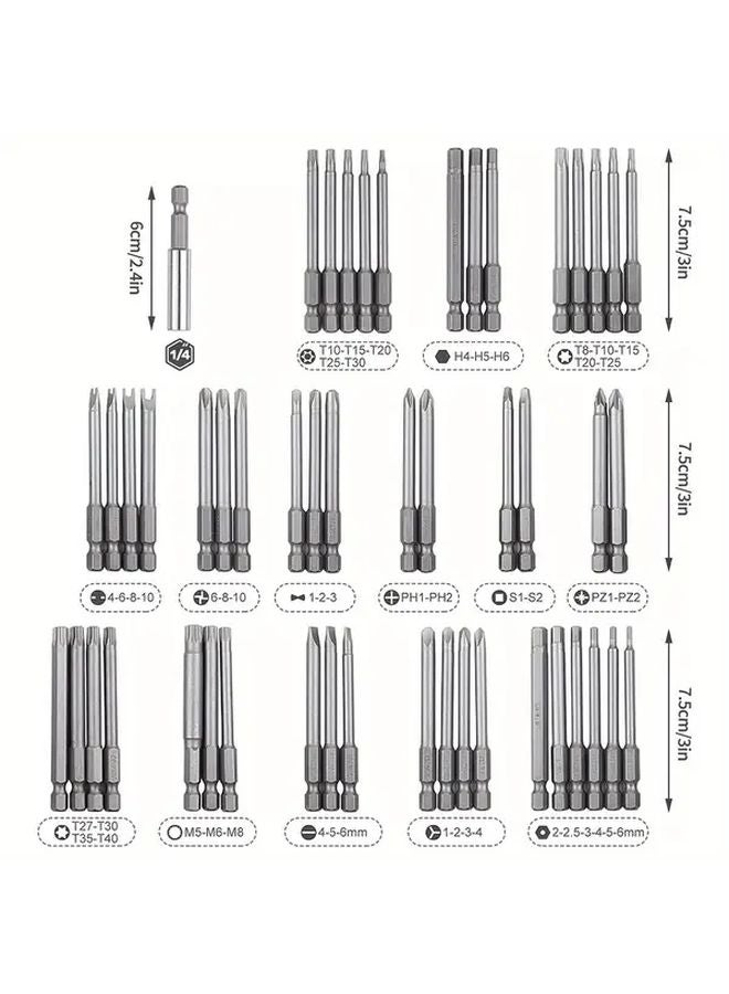 50pcs Extra Long Screwdriver Bit Set Torx Hex Spline Phillips Pozi Star Security - Image 5