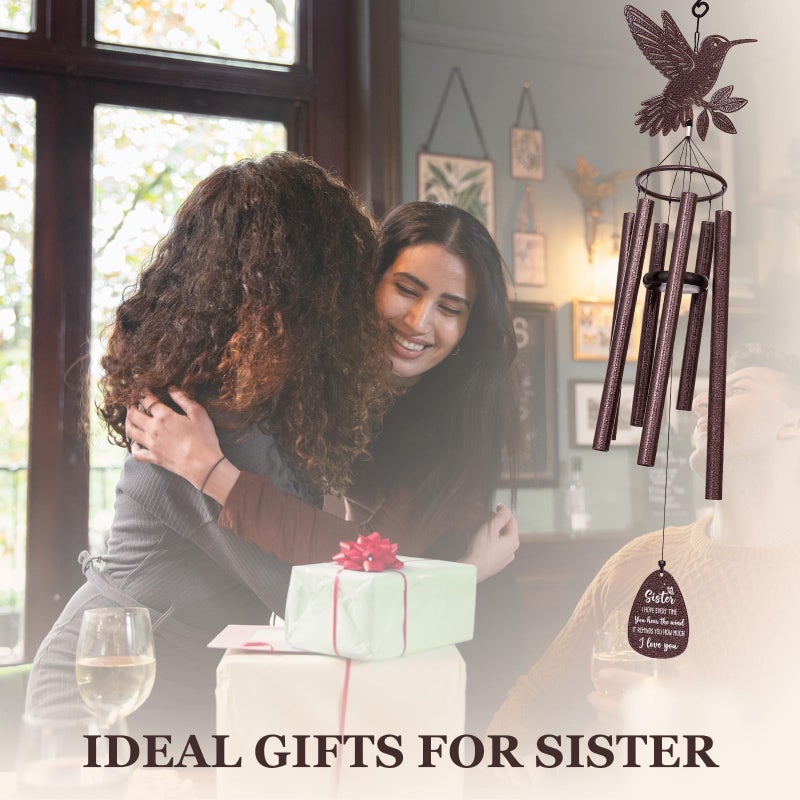 SteadStyle Sister Gift, Unique Sister Birthday Gifts from Sisters Brothers, Mother's Day, Valentine's Day Thanksgiving Christmas Large Size Sister Hummingbird Wind Chime 37 in - Image 2