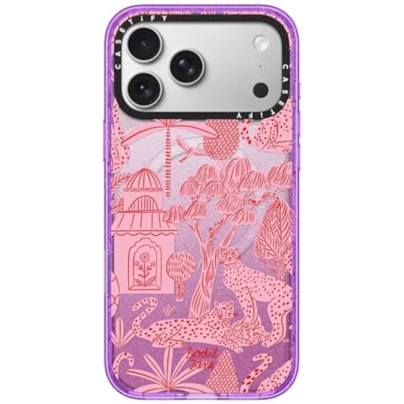 Casetify Impact iPhone 17 Pro Max Case 【Slim/Compatible with Magsafe / 8.2 ft. 4X Military Grade Drop Protection】 - Cheetah Paradise Pink - Glitter Purple - Image 1