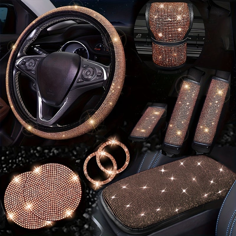 Luxury Multi Color Car Interior Set 10pcs, Four Seasons Steering Wheel Cover - Image 5