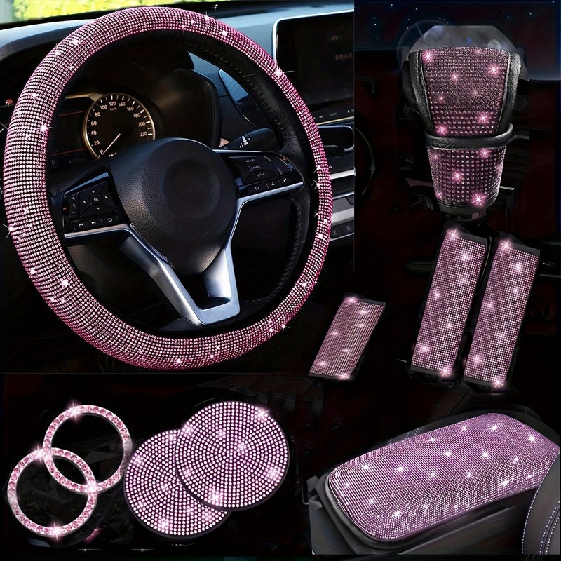 Luxury Multi Color Car Interior Set 10pcs, Four Seasons Steering Wheel Cover - Image 4