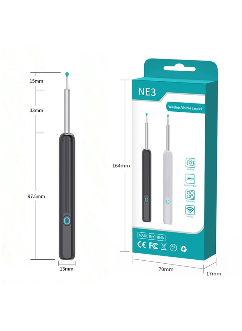 MileMelo Ear Wax Removal with Light, Wax Earwax Remover Tool with 8 Pcs Ear Pick Set, Soft Silicone Ear Scoop for Ear Cleaning, Ear Cleaner Tool for iOS, Android Smartphones (Black) - Image 2