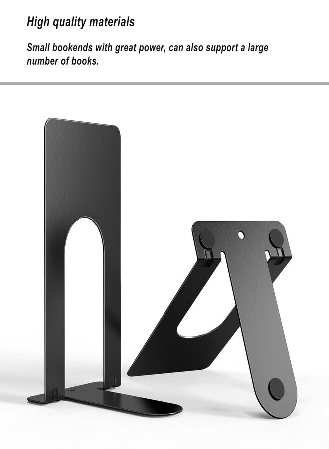 Optomni Book Ends, 3 Pairs of Small Bookends for Shelves, 3.9 x 2.8 × 5.2 in, Black Metal Book Stopper, Sturdy Book Holders for Home Office (6 Pcs, Small) - Image 5