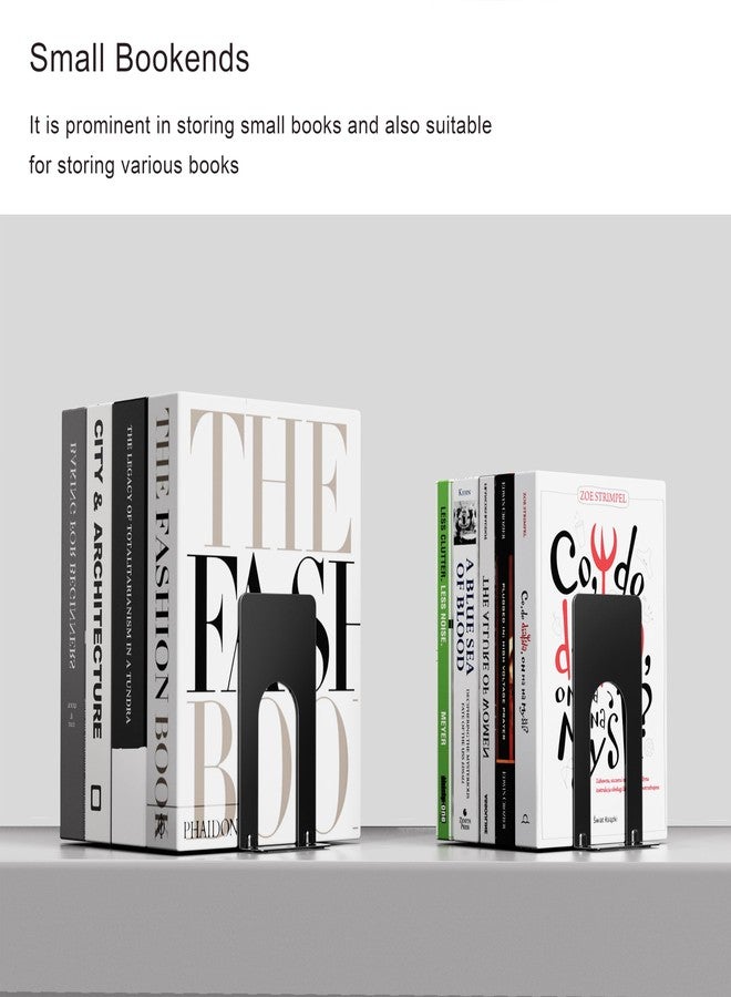 Optomni Book Ends, 3 Pairs of Small Bookends for Shelves, 3.9 x 2.8 × 5.2 in, Black Metal Book Stopper, Sturdy Book Holders for Home Office (6 Pcs, Small) - Image 4