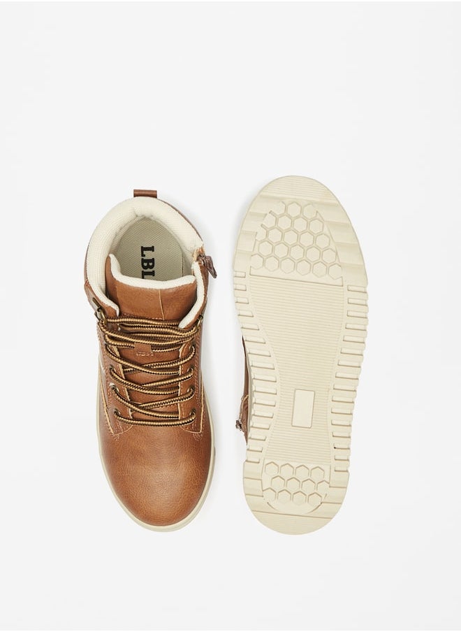 LBL by Shoexpress - Boys Textured Ankle Boots with Lace Detail and Zip Closure - Image 1