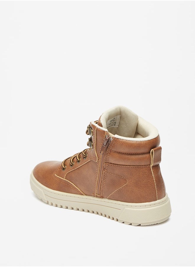 LBL by Shoexpress - Boys Textured Ankle Boots with Lace Detail and Zip Closure - Image 1
