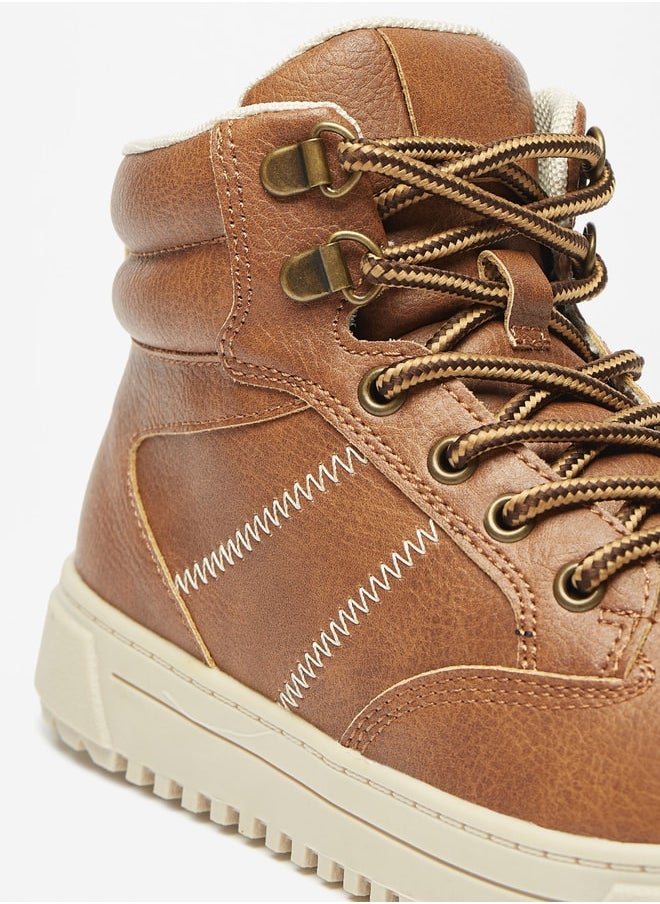 LBL by Shoexpress - Boys Textured Ankle Boots with Lace Detail and Zip Closure - Image 1
