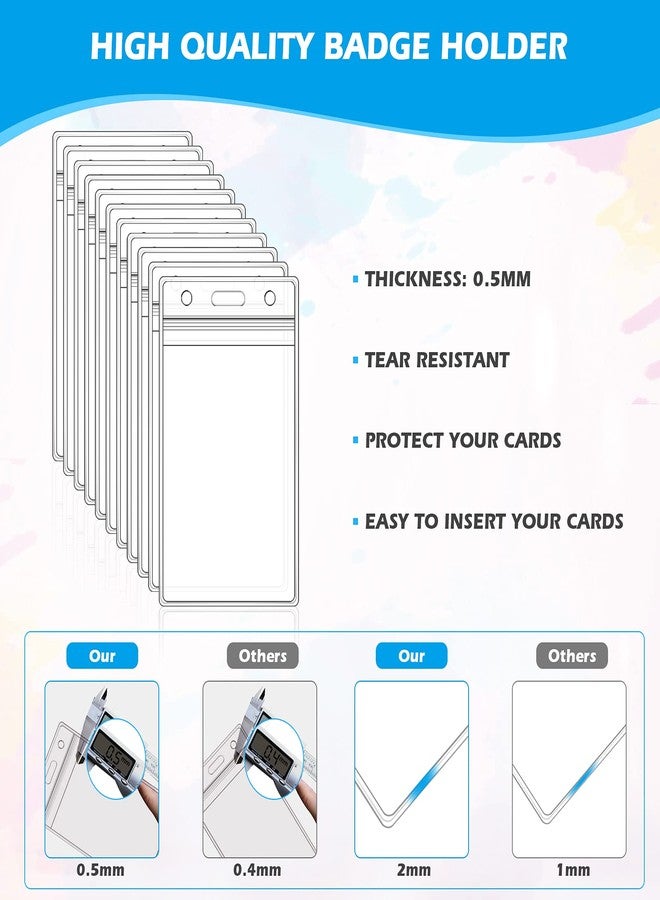 Maileto 200Pcs ID Badge Holder Vertical Name Tag Holder Clear Plastic Name Badge ID Card Holders with Waterproof Resealable Zip for Office, School, Conference - Image 4