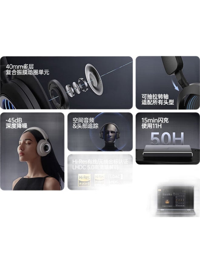 Walker Flower Edifier Hua Zai Halo Space Wireless Bluetooth Headphones, Active Noise Cancellation, Gaming, Rgb Abyss Mirror, Dawn White - Image 2