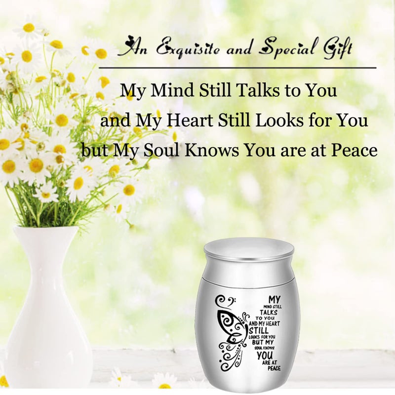 DAIFFUNE Small Urns For Ashes - Set Of 4 1.57 Inch High Aluminium Mini Urns  Cremation Urns For Human/Pet Ashes Ashes Holder Small Keepsake Urns For Family & Loved Ones-My Mind Still Talks To You - Image 2