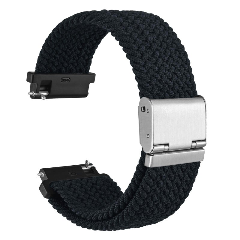 WOCCI 22mm Braided Nylon Watch Band for Men and Women, Quick Release, Silver Stainless Steel Buckle (Black) - Image 1