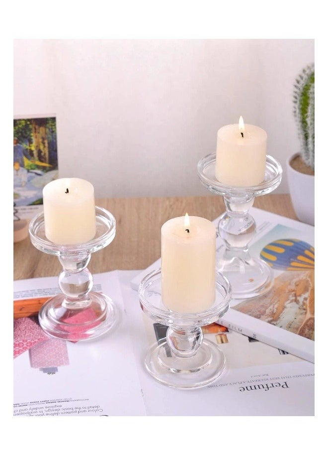 Generic Glass Candle Holder, 3 Pieces Clear Crystal Candle Holder, Elegant Design, Suitable for Pillar Taper Candle and Tea Ceremony, Home Table, Living Room, Wedding Party Decoration, Home Decoration  - Image 4