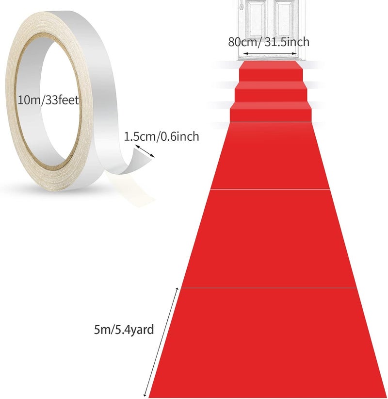Shappy سجادة شابي حمراء للسجاد لحفلات 55 جرام سمك مع شريط سجادة واحد لحفلات الزفاف وعيد الميلاد وعيد الشكر وإكسسوارات خارجية لحفلات الزفاف وممرات السجاد 26 × 164 قدم - Image 3