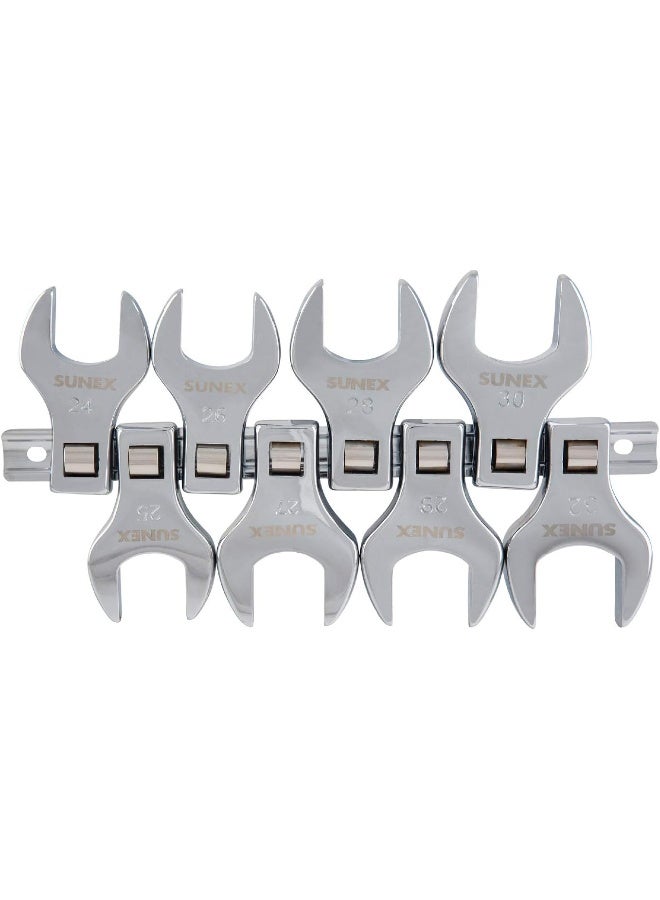 Sunex 9730A 8 Piece 1/2" Dr. Jumbo Metric Crowfoot Wrench Set CRV - Image 1
