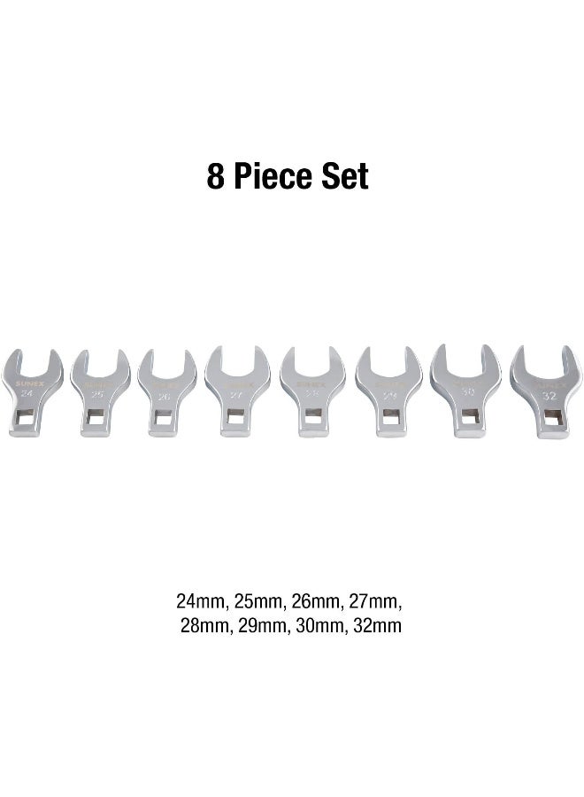 Sunex 9730A 8 Piece 1/2" Dr. Jumbo Metric Crowfoot Wrench Set CRV - Image 2