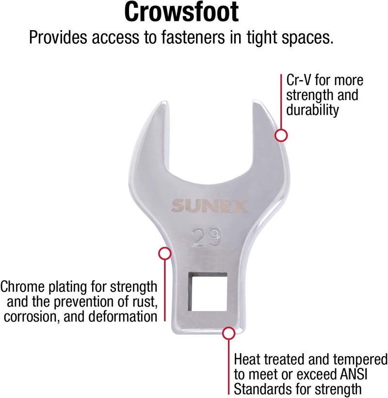 Sunex 9730A 8 Piece 1/2" Dr. Jumbo Metric Crowfoot Wrench Set CRV - Image 3