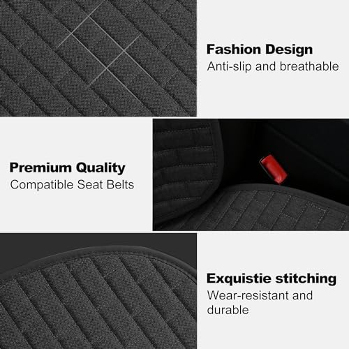 VarCozy Linen Car Seat Covers, Breathable Front Pair Seat Covers for Cars with Non-Slip Protector for All Seasons, Universal Front Seat Covers for Cars, SUVs, Trucks - Image 3
