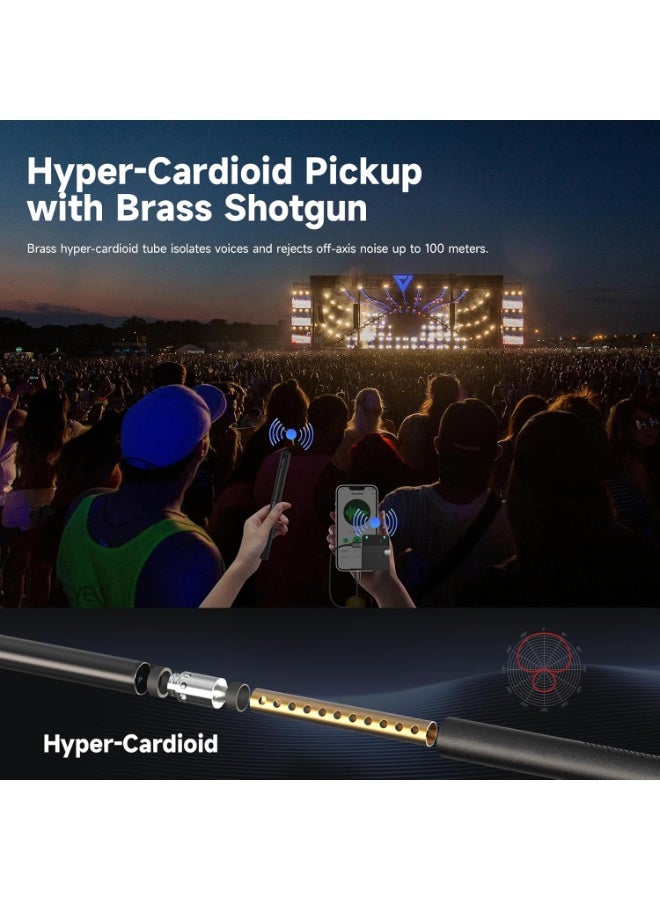 SYNCO D2 Wireless Shotgun Microphone with 16mm Condenser Noise Cancellation 200m Transmission Plug and Play for Camera Podcast Interview Vlogging Live Events - Image 5