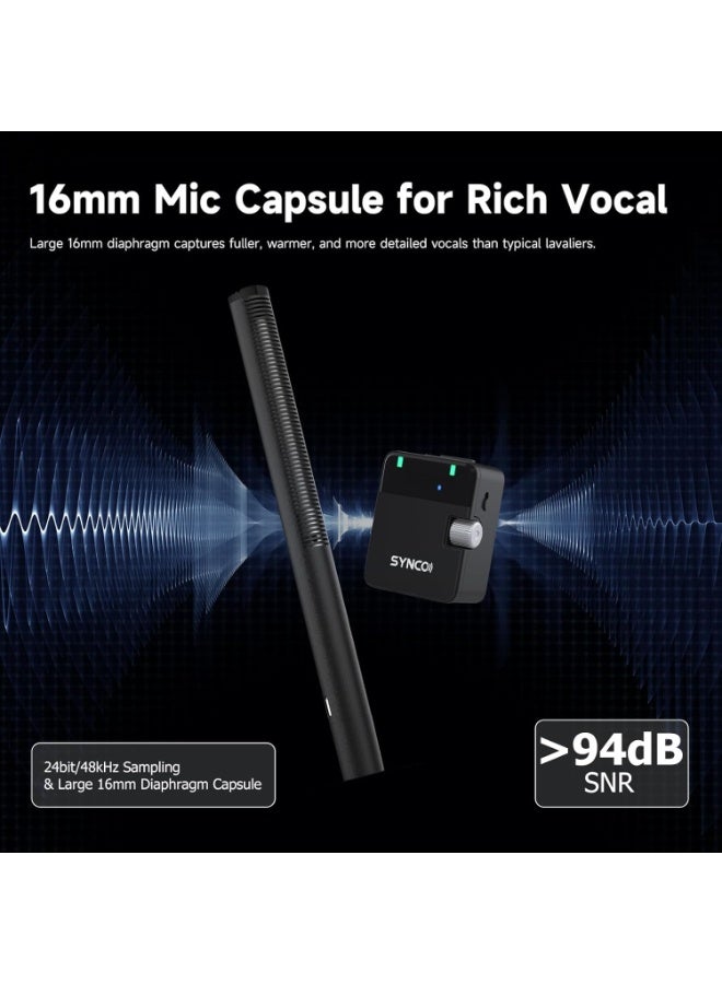 SYNCO D2 Wireless Shotgun Microphone with 16mm Condenser Noise Cancellation 200m Transmission Plug and Play for Camera Podcast Interview Vlogging Live Events - Image 4
