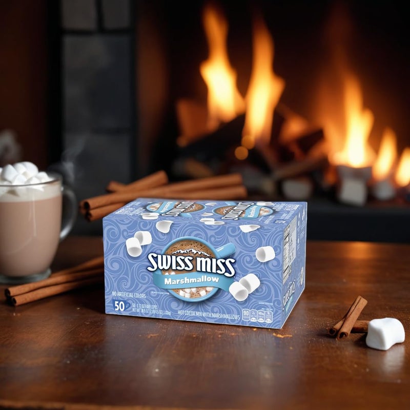 خليط كاكاو ساخن بالشوكولاتة مع المارشميلو، عبوة تحتوي على 50 كيس، 0.73 أونصة لكل كيس، شوكولاتة سويس ميس (عبوة واحدة) - Image 3