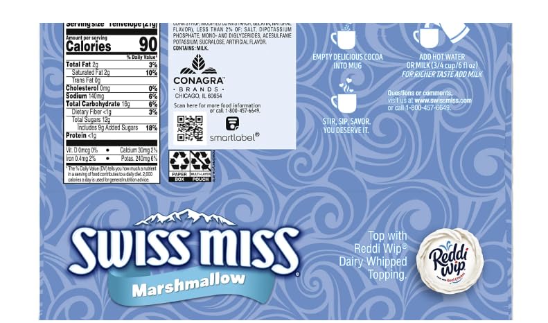 خليط كاكاو ساخن بالشوكولاتة مع المارشميلو، عبوة تحتوي على 50 كيس، 0.73 أونصة لكل كيس، شوكولاتة سويس ميس (عبوة واحدة) - Image 4