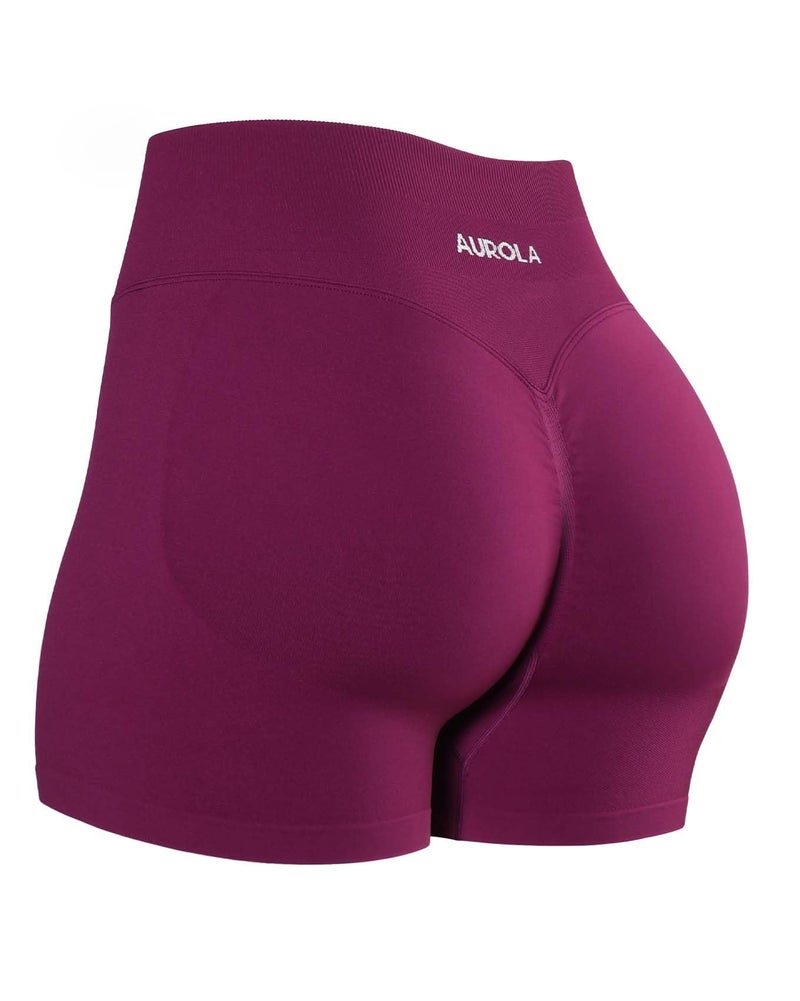 AUROLA Influence Collection Workout Shorts for Women,No Roll Up New Scrunch SeamlessGym Short-3.5" Inseam, Magenta, M - Image 1
