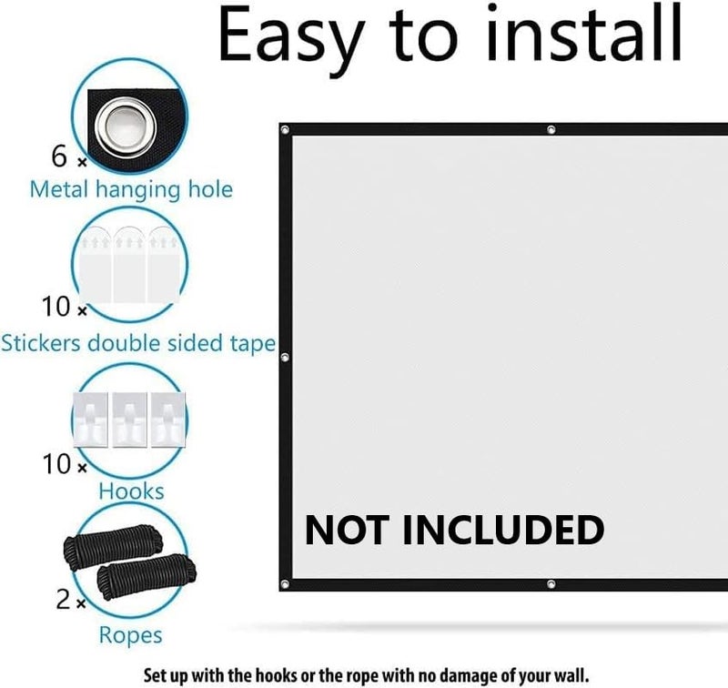 SAVSOL 142 inch Projector Screen,4K 16:9 Portable Eyelet Premium Video Foldable Projection for HD Home Theater Cinema Anti-Crease Indoor Outdoor Office Classroom (314 cm (W) x 177 cm (H)) - Image 2