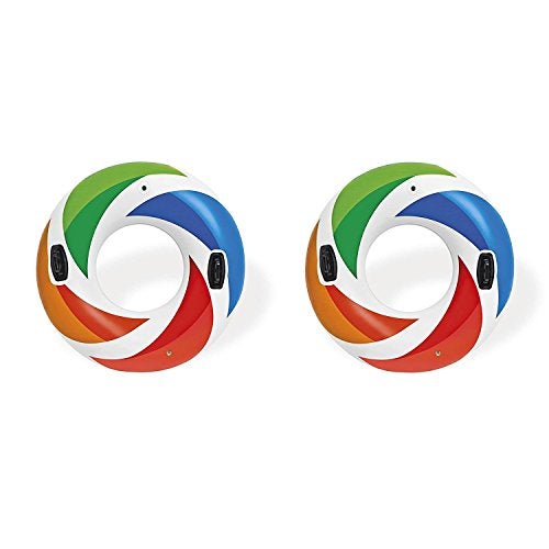 Intex Inflatable Color Whirl Floating Tube Raft w/Handles (Set of 2) 48in 58202EP - Image 1
