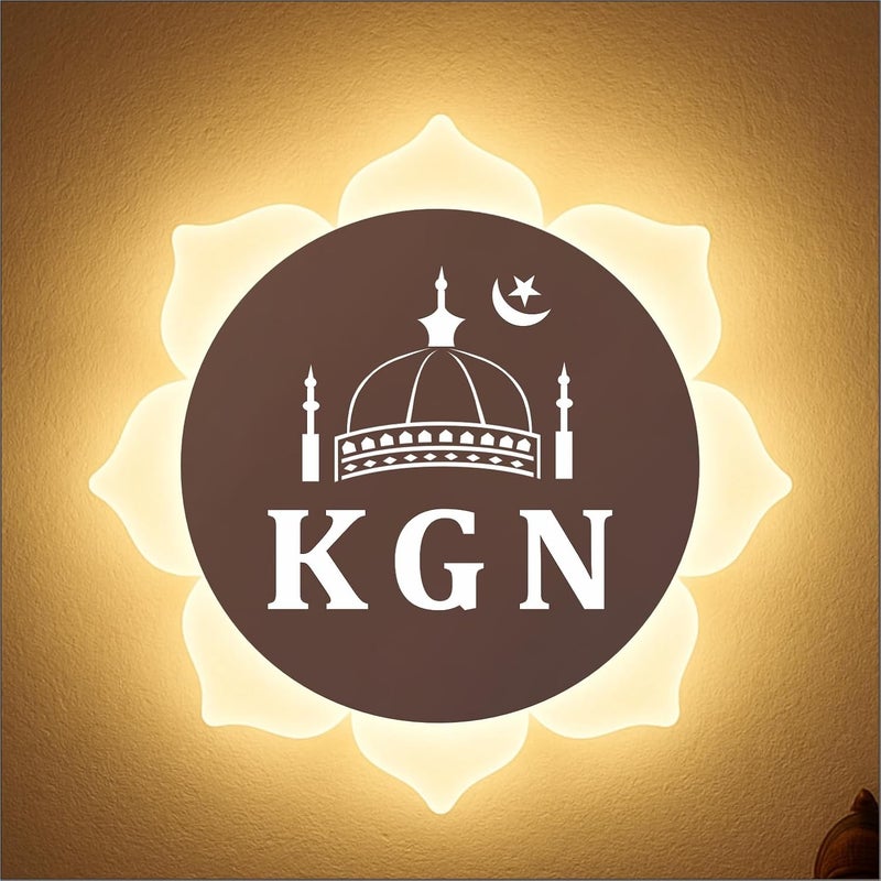 Lamp master KGN Islamic LED Wall Light | Flower Shape Acrylic Light for Home Decor | White + Warm White LED Wall Mounted Light for Living Room, Masjid, Namaz Room | 23x23 cm - Image 1